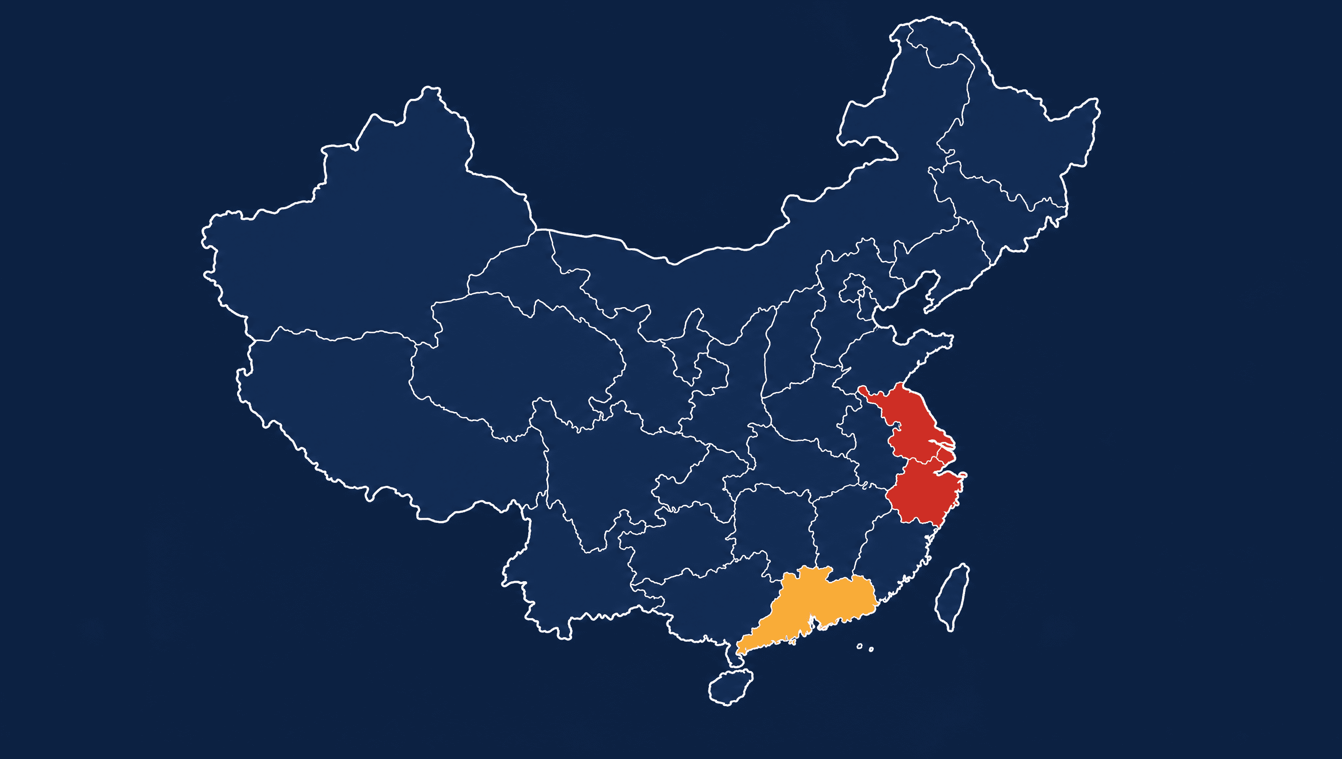 Map of China's manufacturing hubs